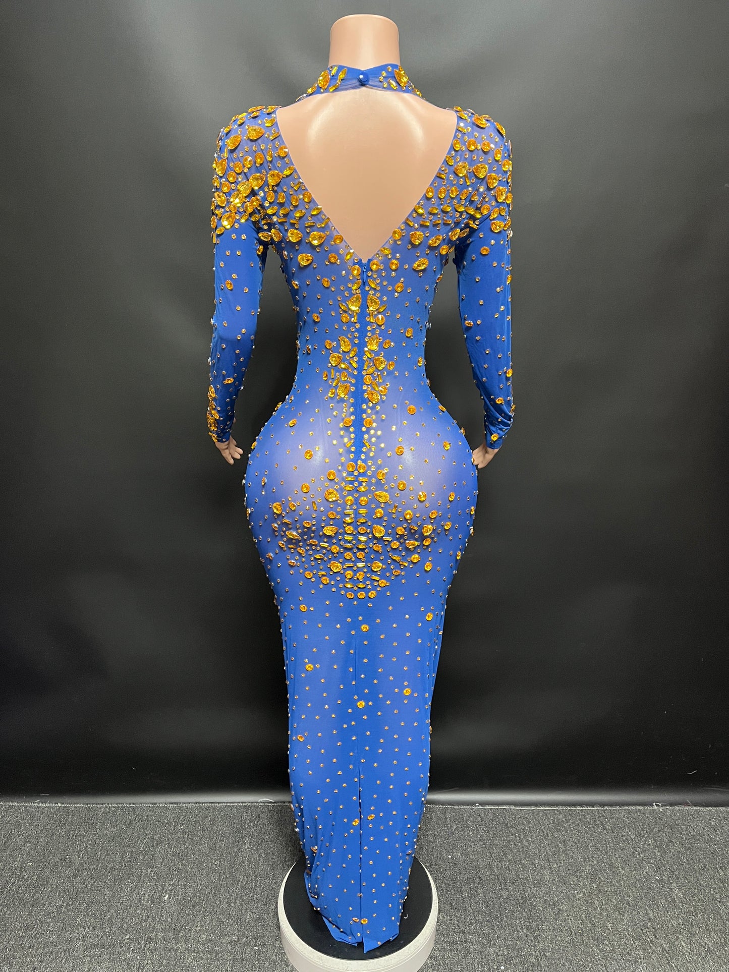 Certified Gem Dress(Blue + Gold Diamonds)