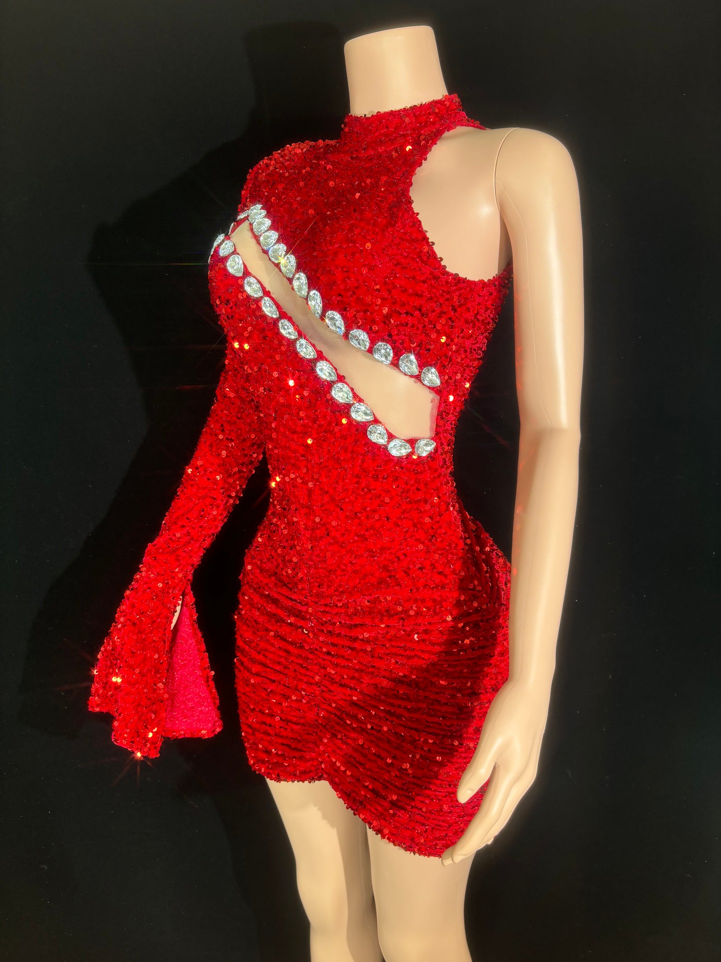 Elegant Nights Mini Dress(Red)