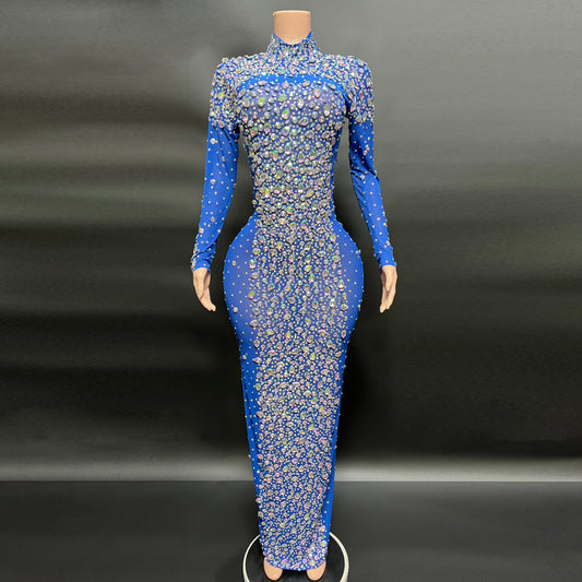 Certified Gem Dress(Blue + Clear Diamonds)