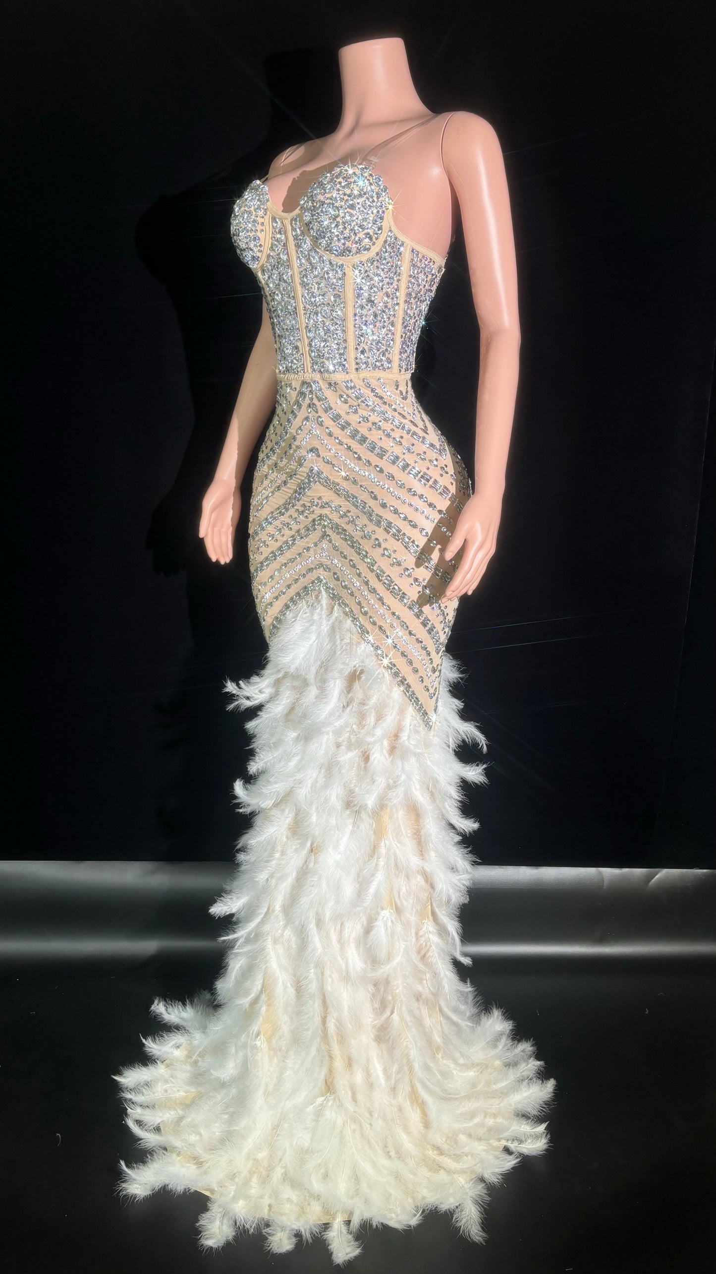 Diamond Elegance Feather Gown