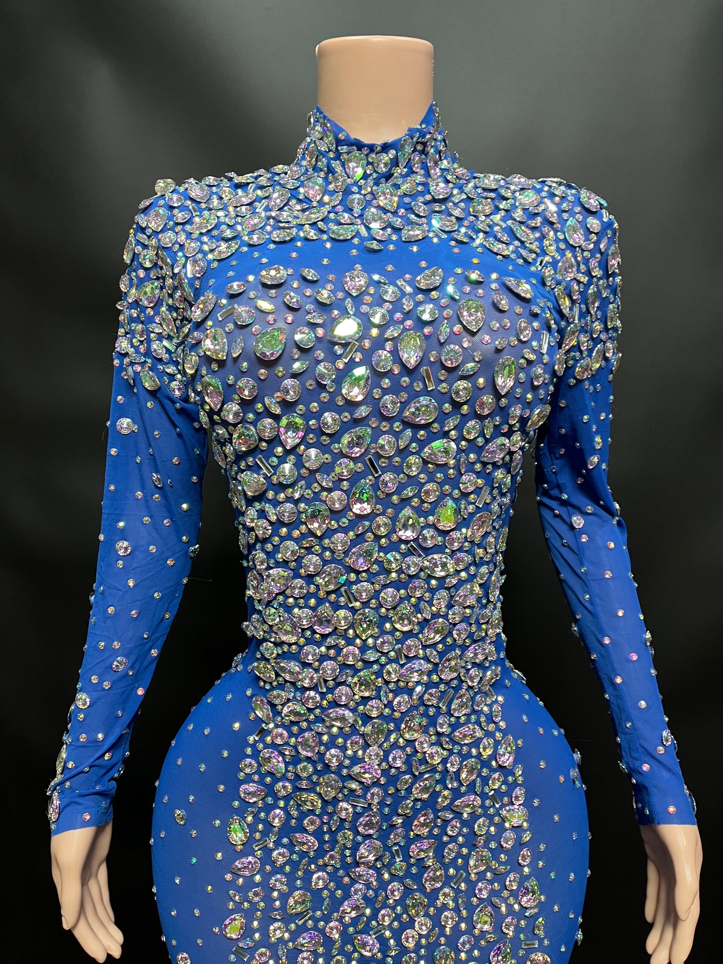 Certified Gem Dress(Blue + Clear Diamonds)