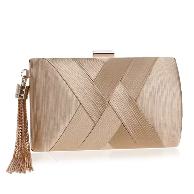 SATIN CRISS CROSS CLUTCH BAGS