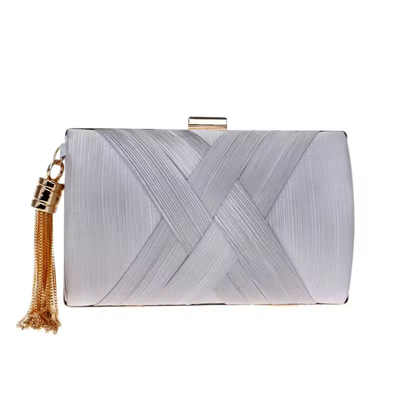 SATIN CRISS CROSS CLUTCH BAGS