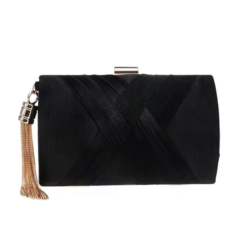 SATIN CRISS CROSS CLUTCH BAGS