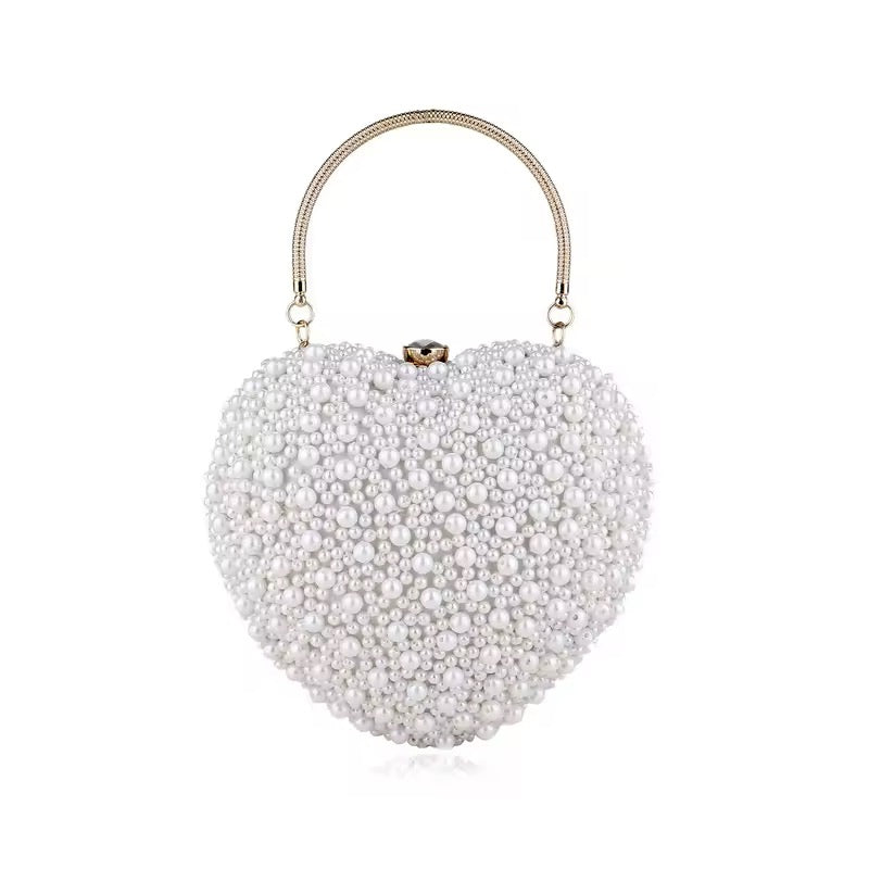 PEARL HEART SHAPED CLUTCH PURSES