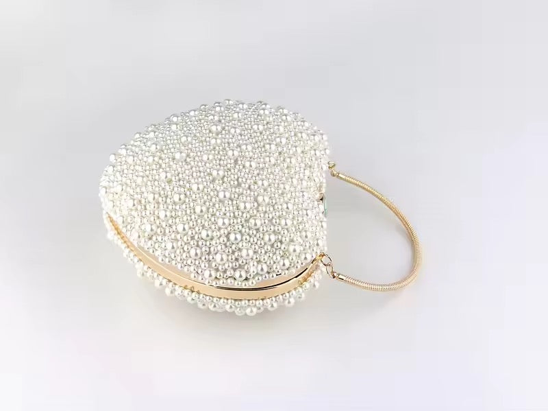 PEARL HEART SHAPED CLUTCH PURSES