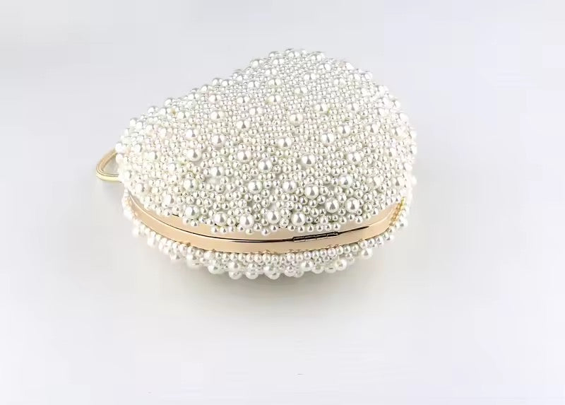 PEARL HEART SHAPED CLUTCH PURSES