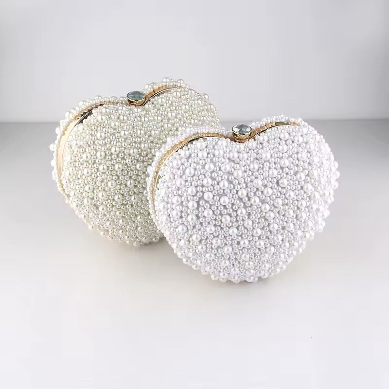 PEARL HEART SHAPED CLUTCH PURSES