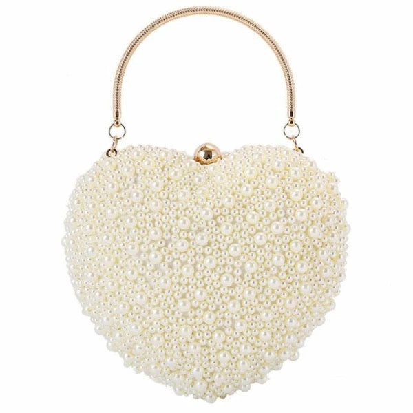 PEARL HEART SHAPED CLUTCH PURSES