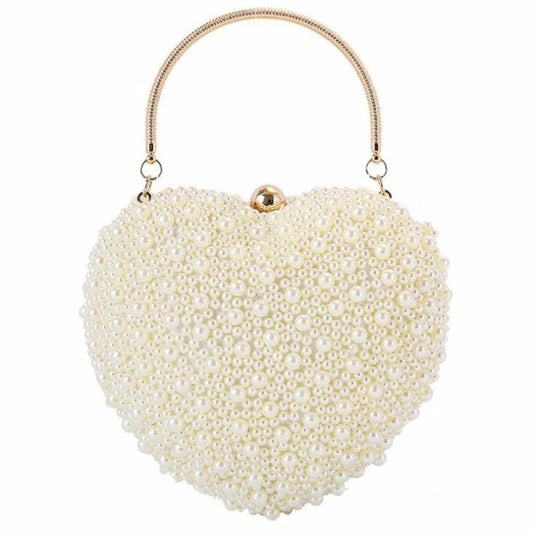 PEARL HEART SHAPED CLUTCH PURSES