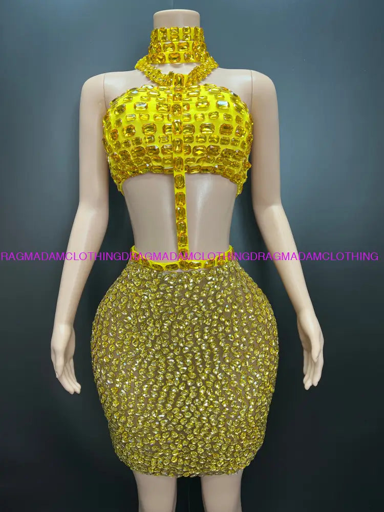 Bohemian Diamond Empress (Yellow/Gold) Skirt Set