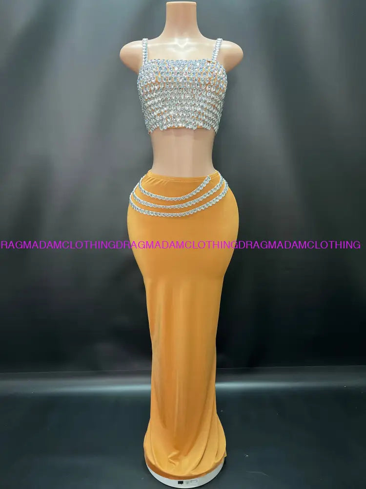 Bohemian Diamond Queen(Skirt Set) Orange Set