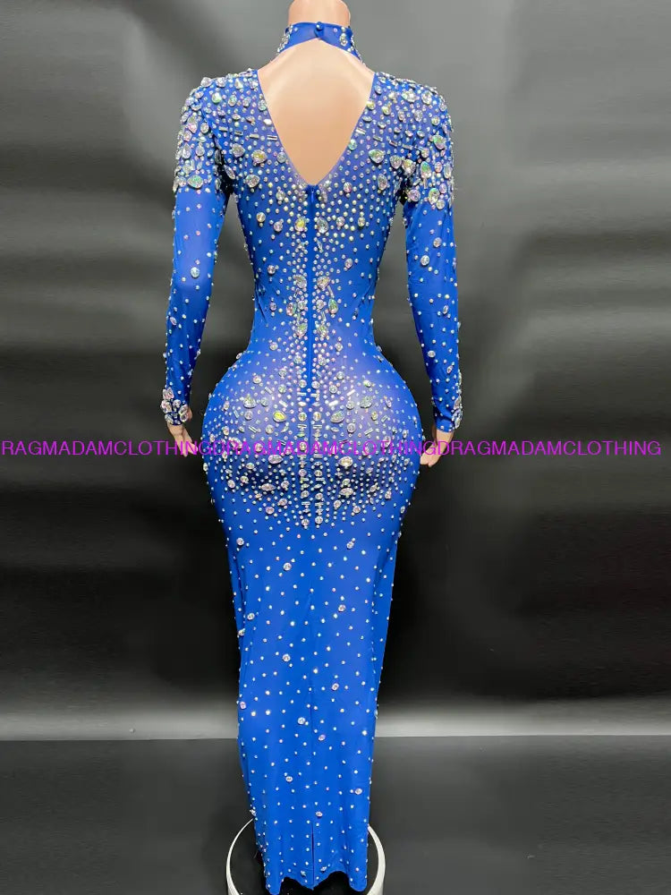 Certified Gem Dress(Blue + Clear Diamonds) Party Dress