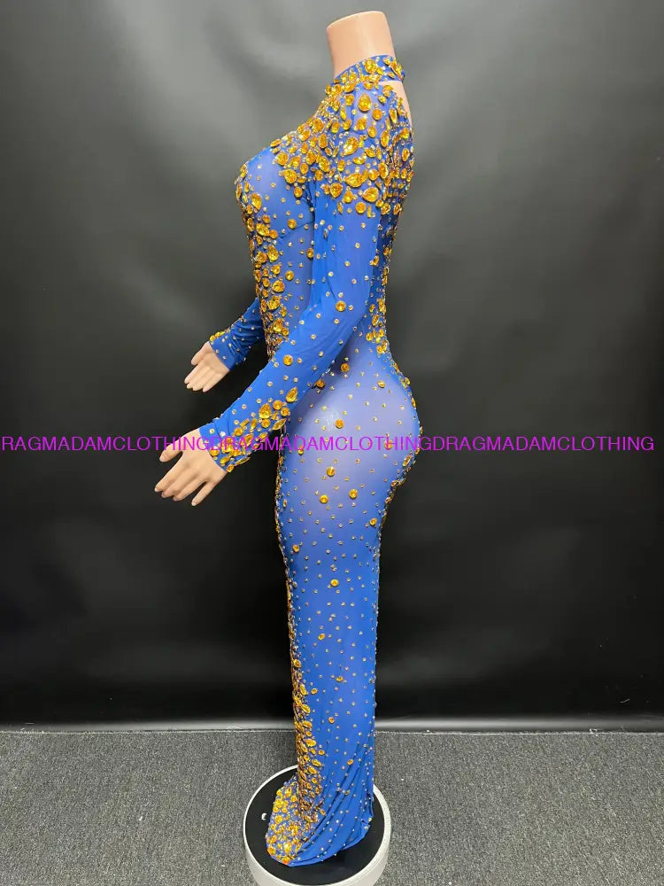 Certified Gem Dress(Blue + Gold Diamonds) Party Dress