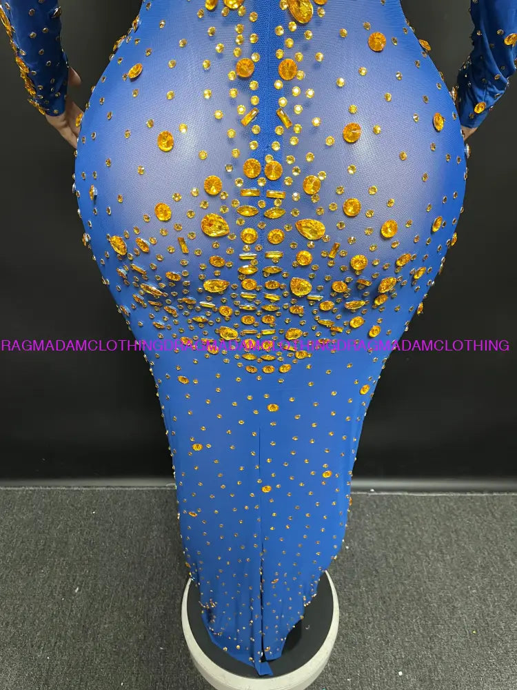 Certified Gem Dress(Blue + Gold Diamonds) Party Dress