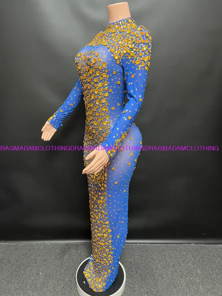 Certified Gem Dress(Blue + Gold Diamonds) Party Dress