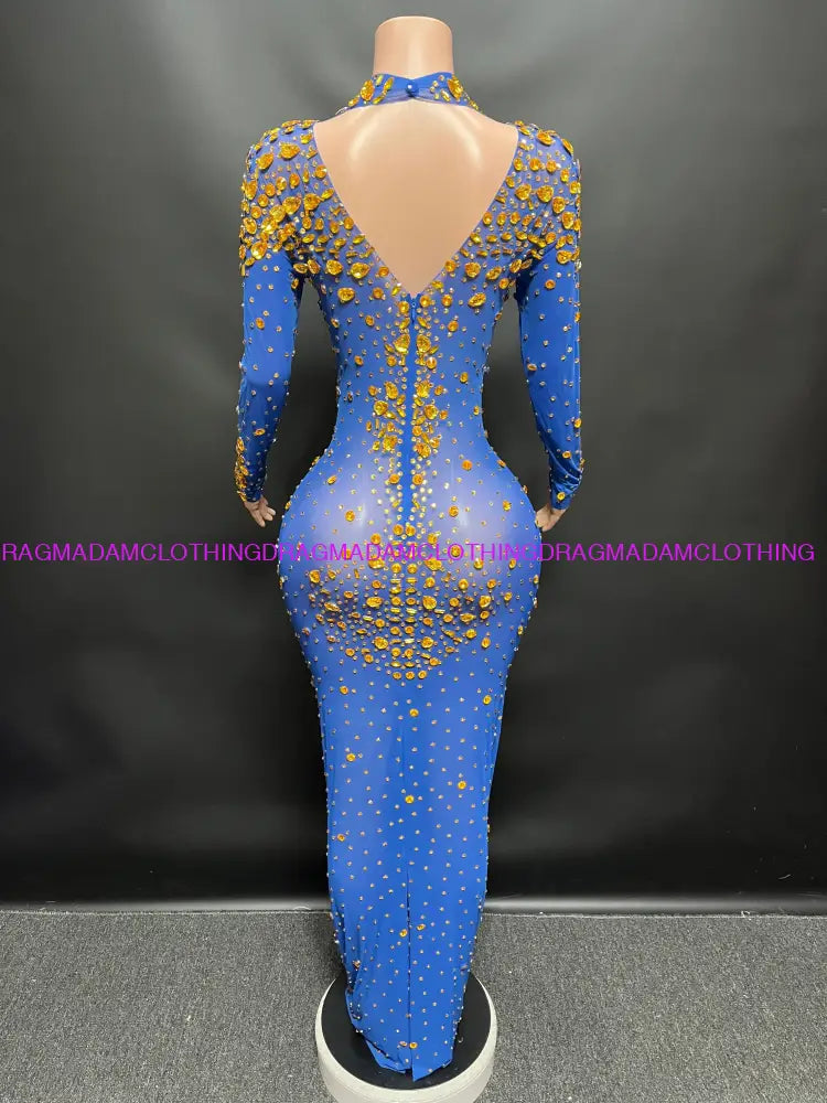 Certified Gem Dress(Blue + Gold Diamonds) Party Dress