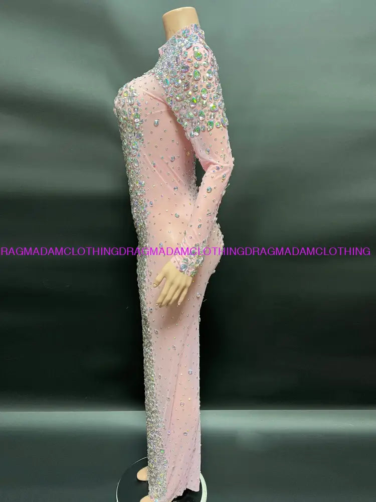 Certified Gem Dress(Pink + Clear Diamonds) Party Dress