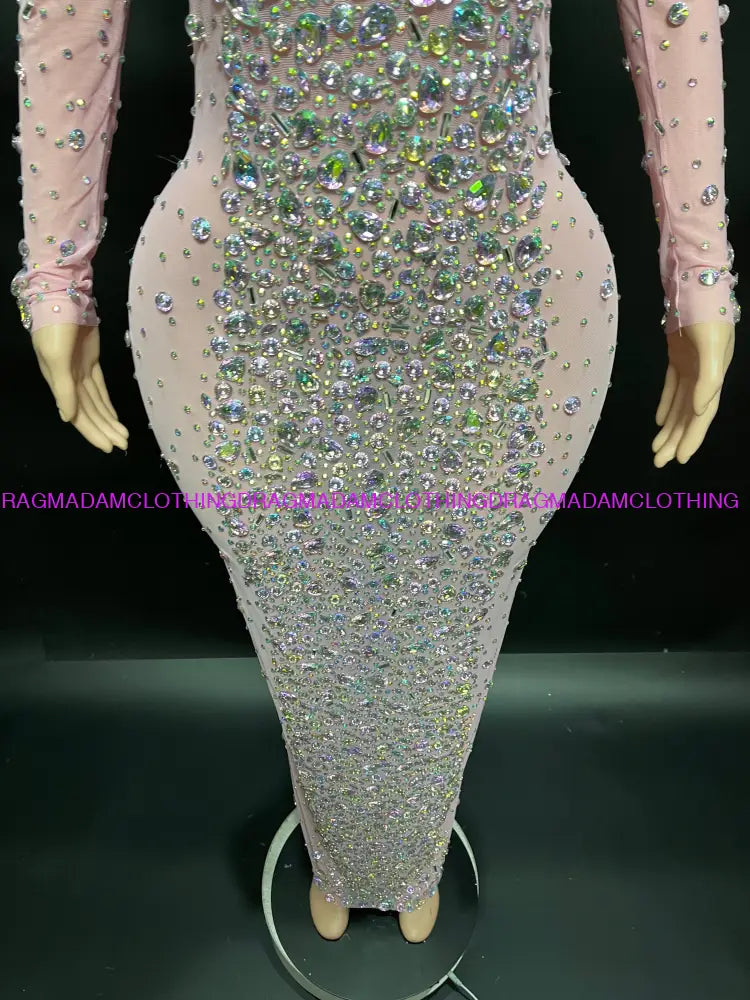 Certified Gem Dress(Pink + Clear Diamonds) Party Dress