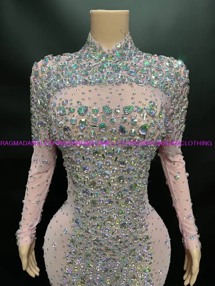 Certified Gem Dress(Pink + Clear Diamonds) Party Dress