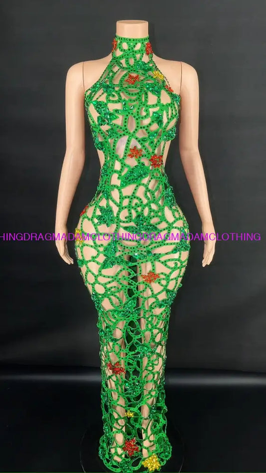 Cutout Chic (Green) L Maxi Dress