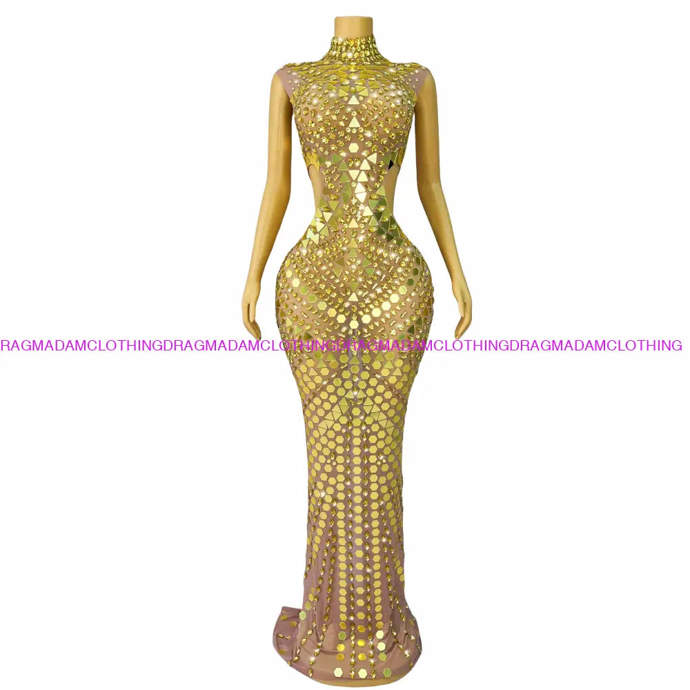 Dia-Mirror (Gold) L Maxi Dress