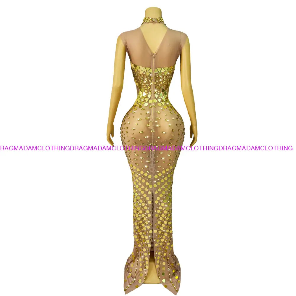 Dia-Mirror (Gold) Maxi Dress