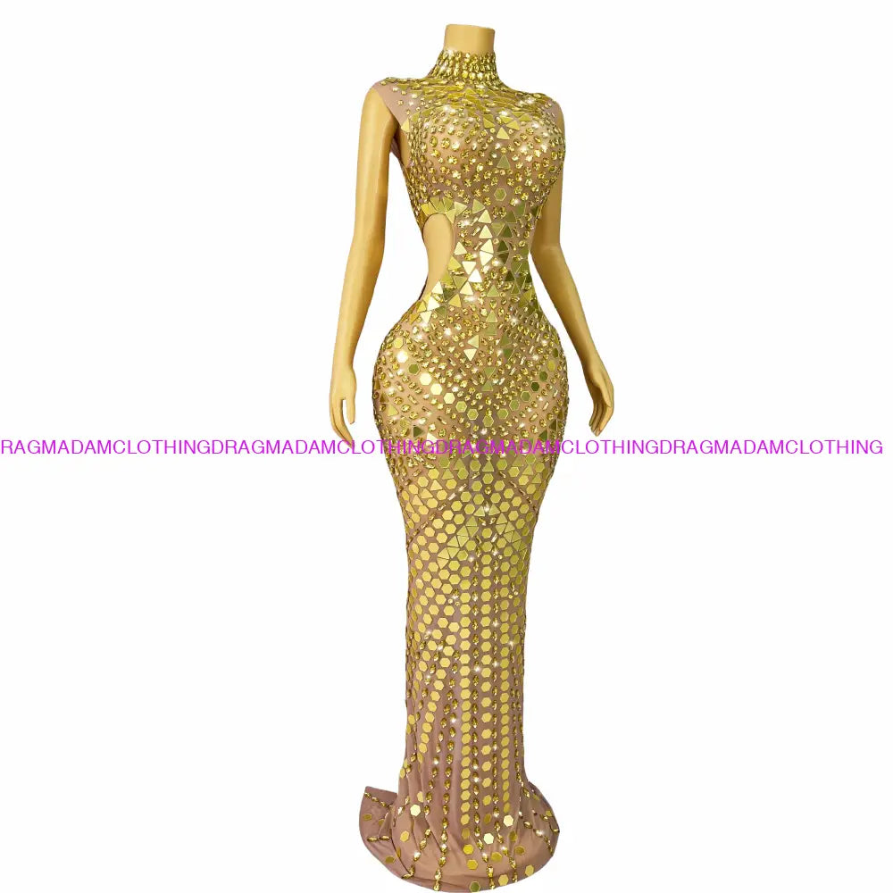 Dia-Mirror (Gold) Maxi Dress