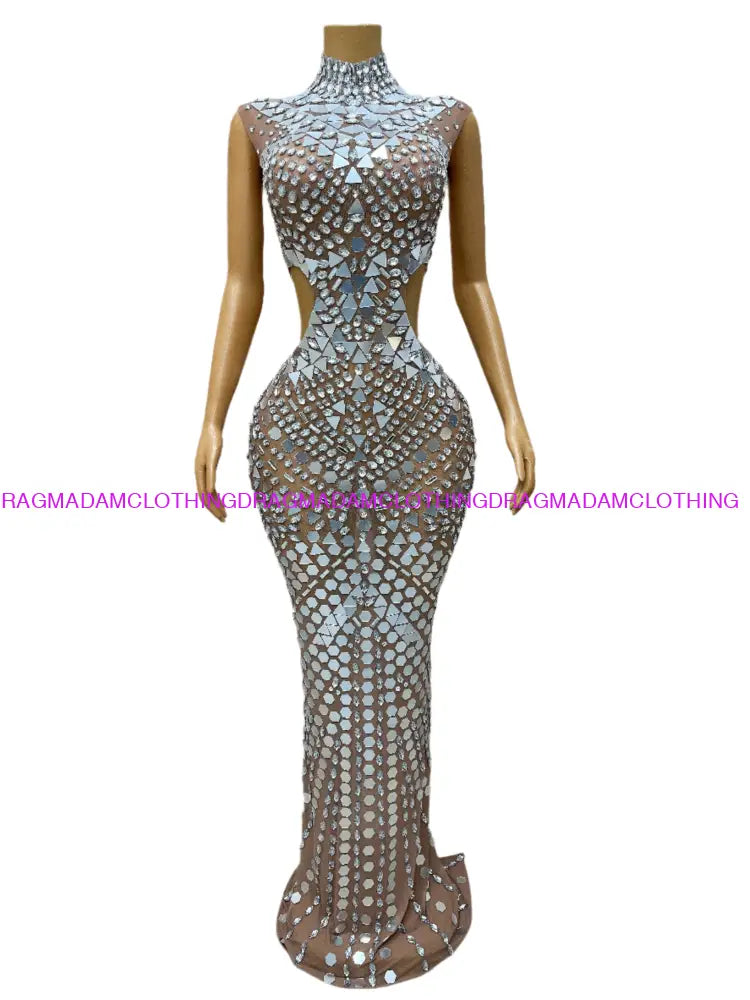 Dia-Mirror (Silver) Maxi Dress