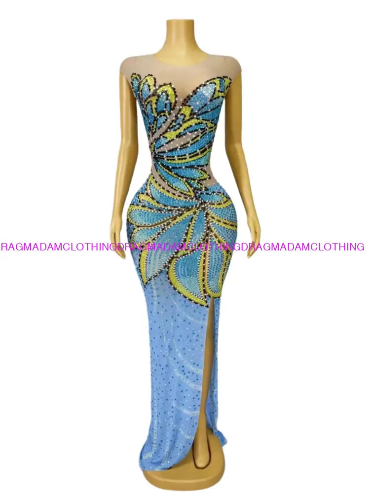 Diamond Aroma(Blue) Maxi Dress