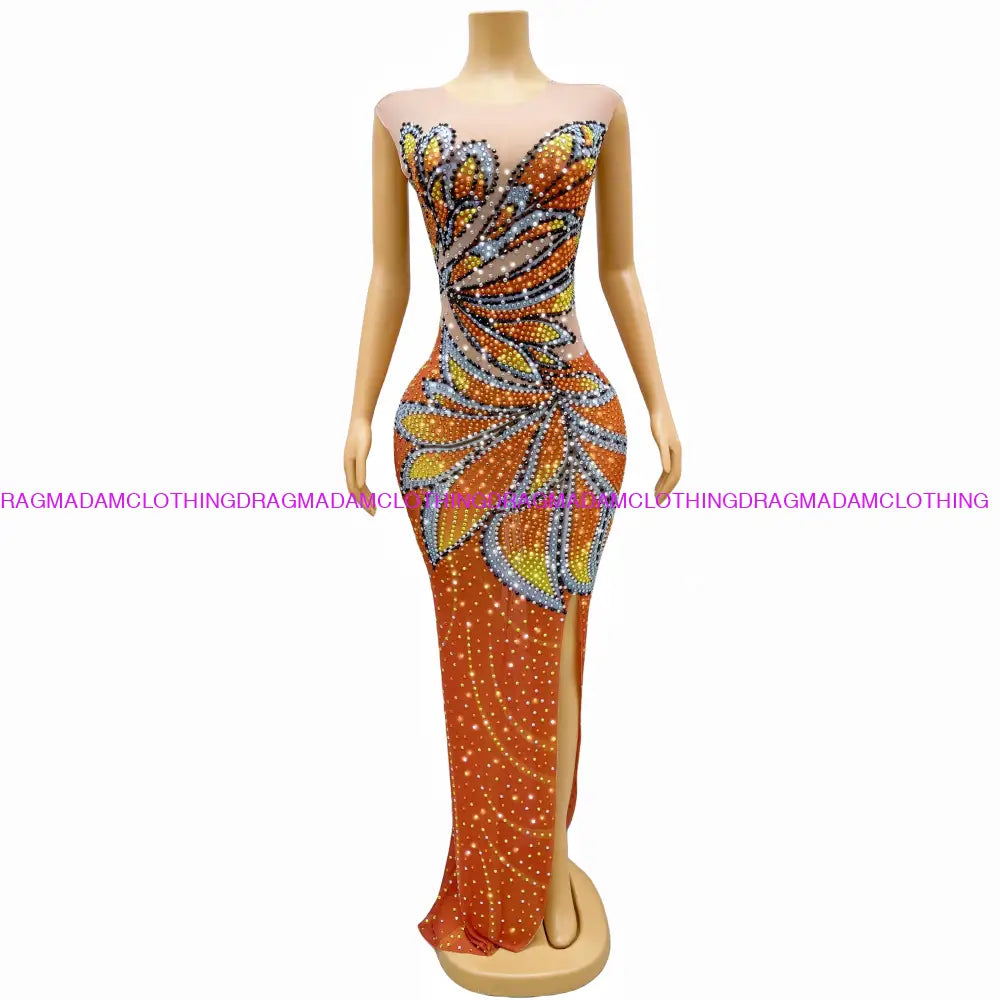 Diamond Aroma(Orange) L Maxi Dress