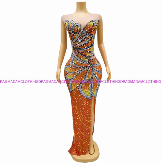 Diamond Aroma(Orange) L Maxi Dress