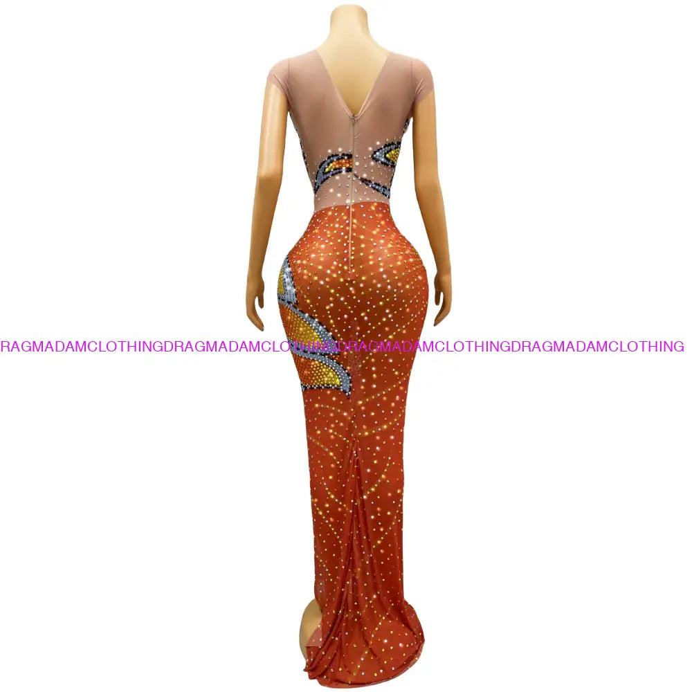 Diamond Aroma(Orange) Maxi Dress