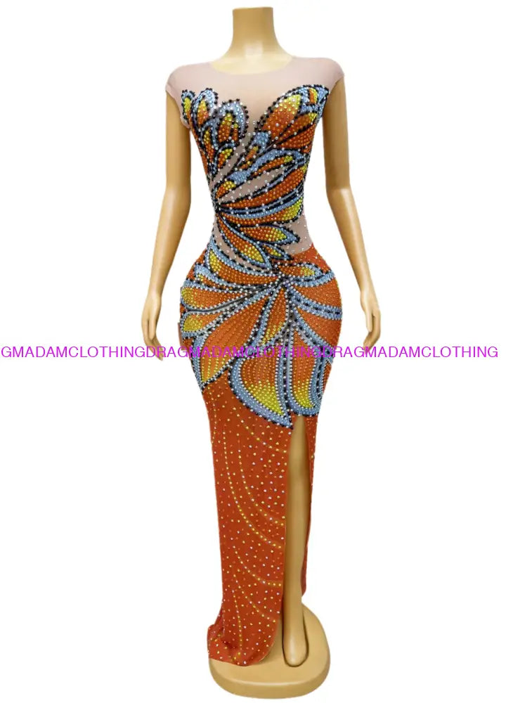 Diamond Aroma(Orange) Maxi Dress