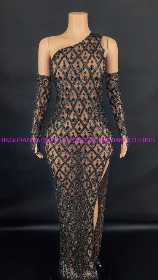 Diamond Desire (Black) S Diamond Dress