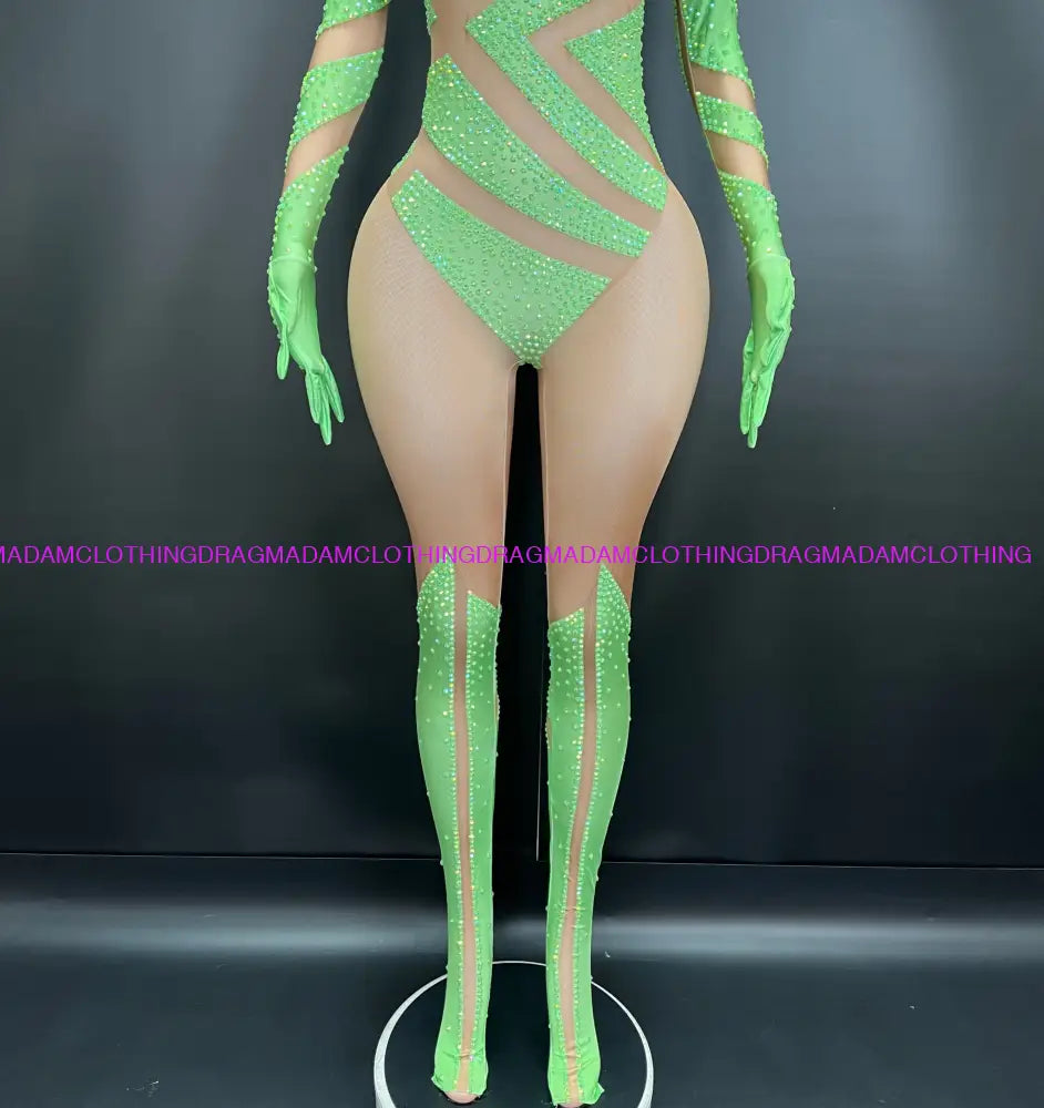 Diamond Ecstasy Bodysuit(Green) Jumpsuits/Bodysuits