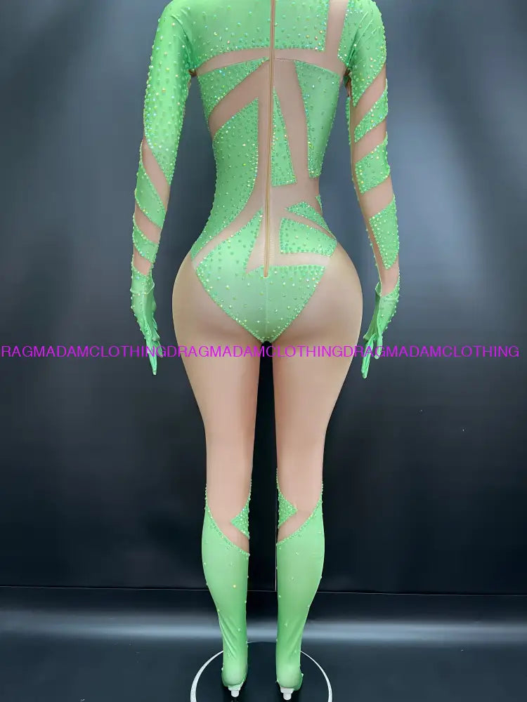 Diamond Ecstasy Bodysuit(Green) Jumpsuits/Bodysuits