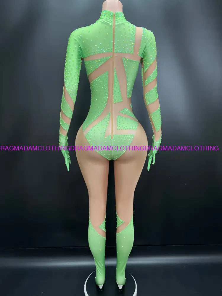 Diamond Ecstasy Bodysuit(Green) Jumpsuits/Bodysuits