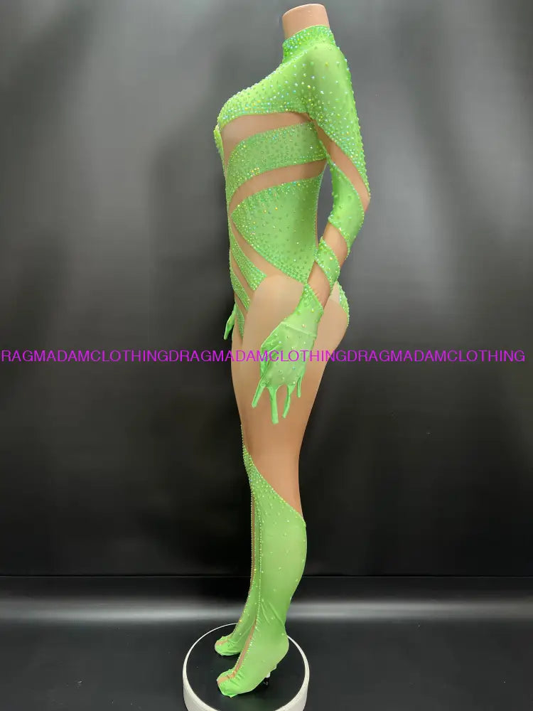 Diamond Ecstasy Bodysuit(Green) Jumpsuits/Bodysuits