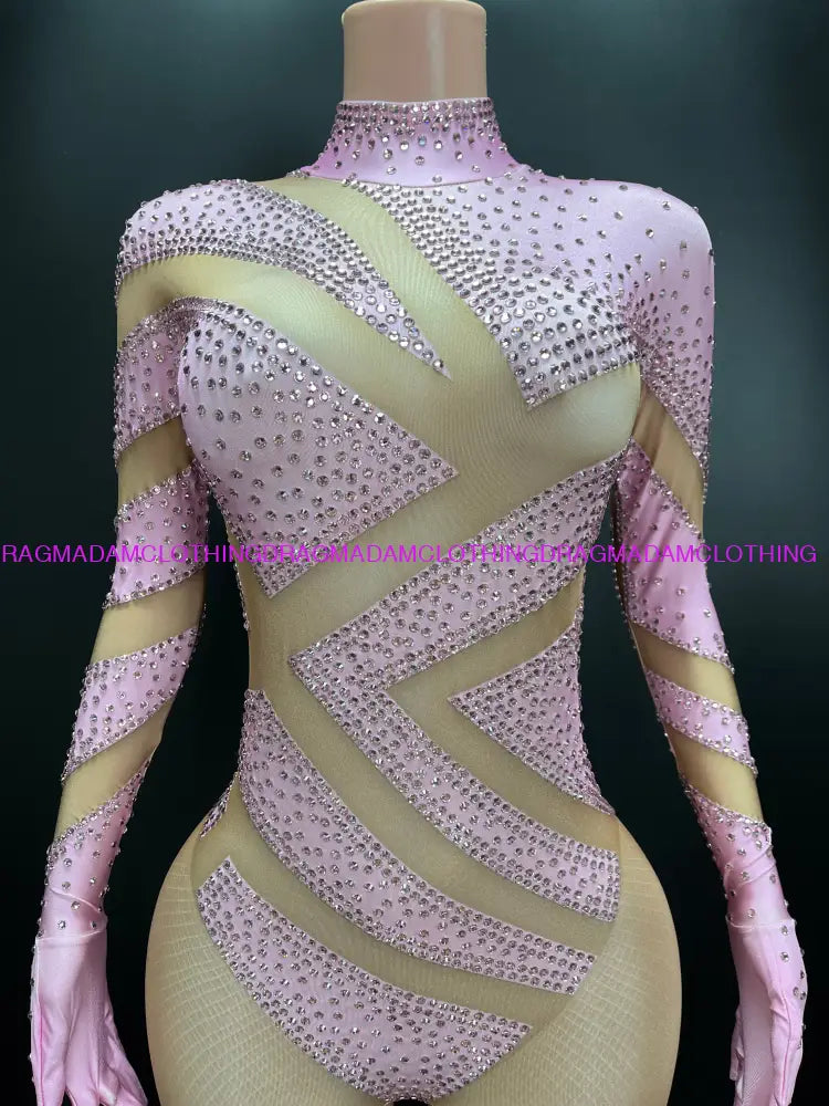 Diamond Ecstasy Bodysuit(Pink) Jumpsuits/Bodysuits