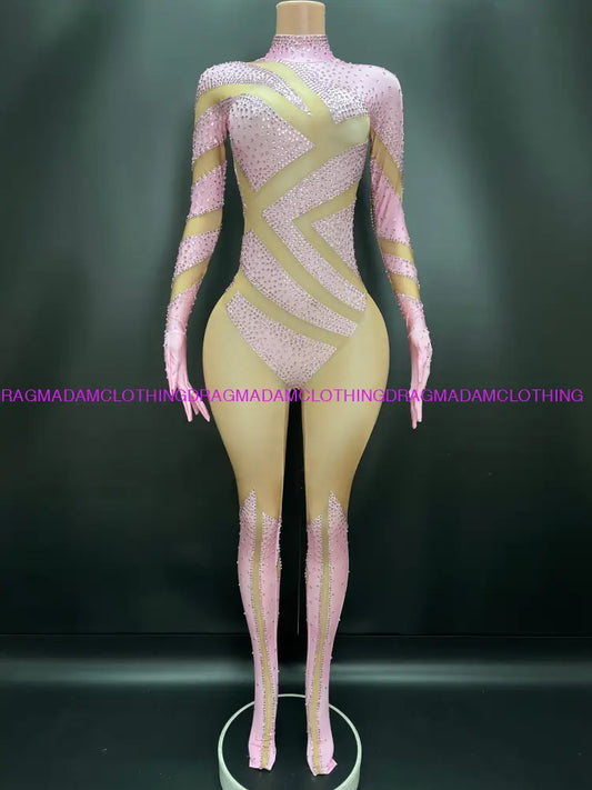 Diamond Ecstasy Bodysuit(Pink) Jumpsuits/Bodysuits