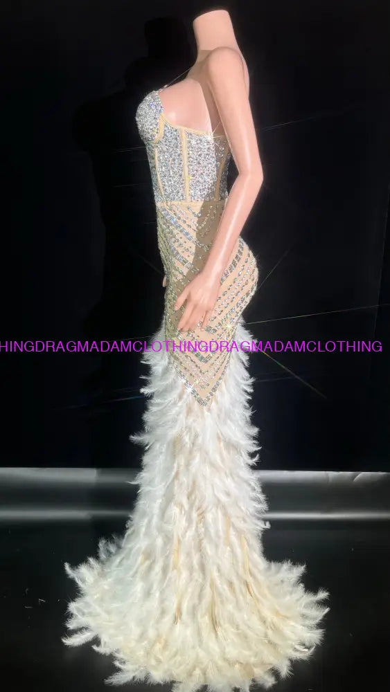 Diamond Elegance Feather Gown Gowns