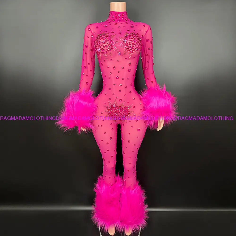 Diamond Goddess(Fuchsia) Medium Jumpsuits/Bodysuits