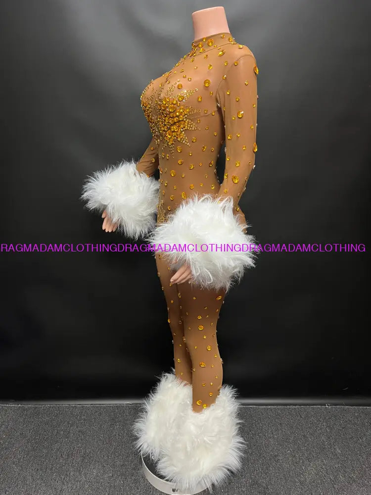 Diamond Goddess(Nude & Gold) Jumpsuits/Bodysuits