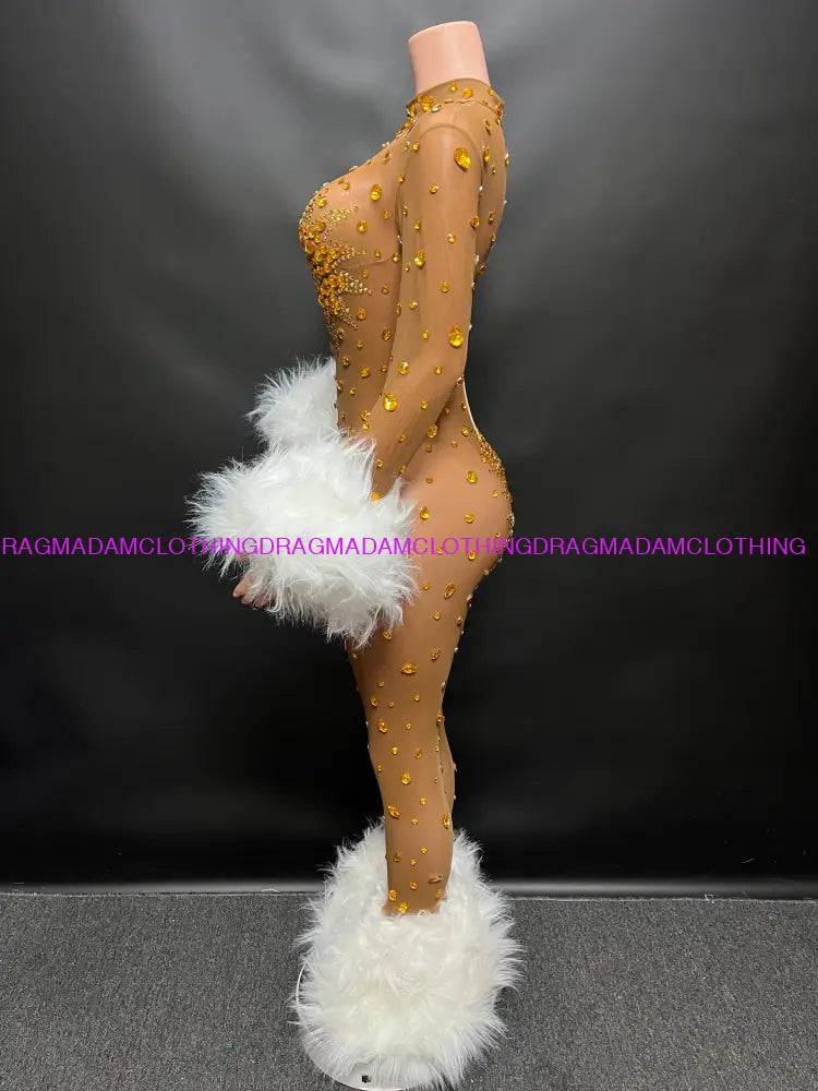 Diamond Goddess(Nude & Gold) Jumpsuits/Bodysuits