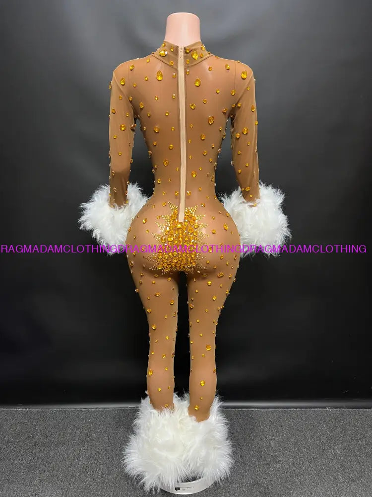 Diamond Goddess(Nude & Gold) Jumpsuits/Bodysuits