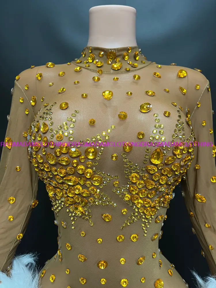 Diamond Goddess(Nude & Gold) Jumpsuits/Bodysuits