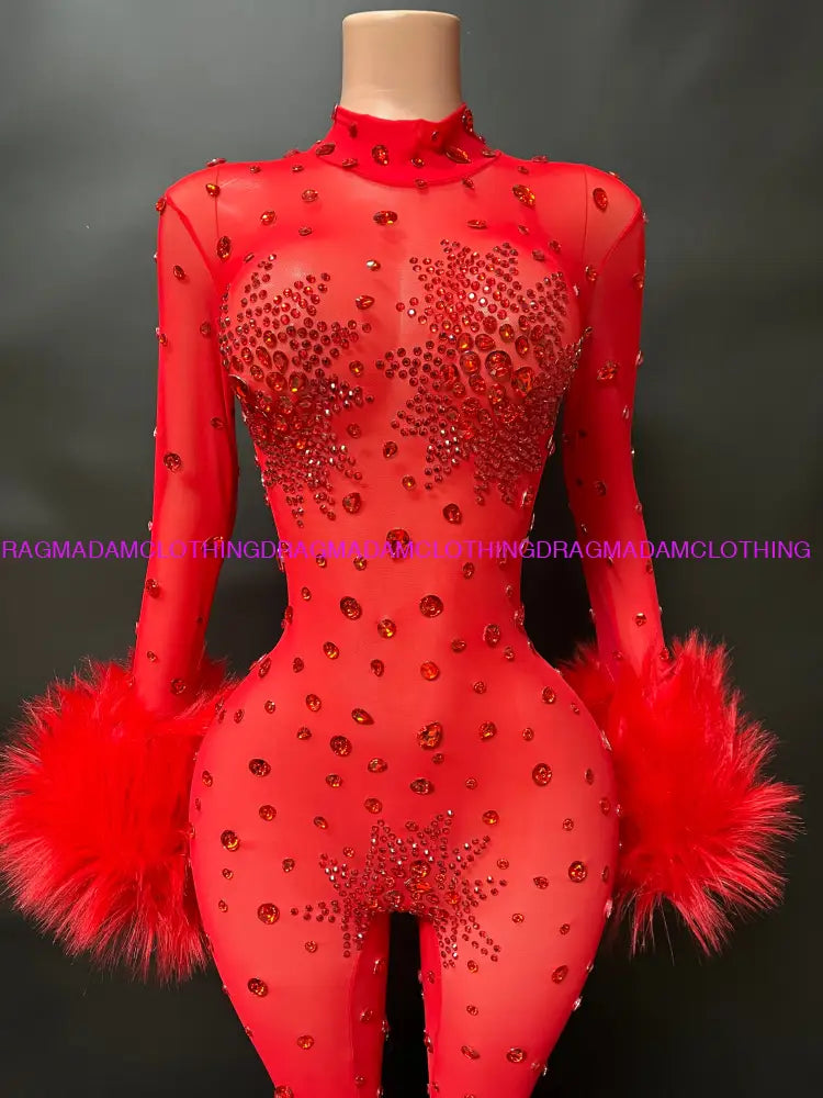 Diamond Goddess(Red) Jumpsuits/Bodysuits