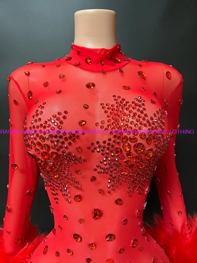 Diamond Goddess(Red) Jumpsuits/Bodysuits