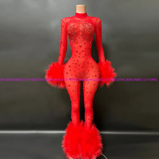 Diamond Goddess(Red) Medium Jumpsuits/Bodysuits